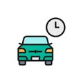 Vector temporary parking, carsharing service flat color line icon. Royalty Free Stock Photo