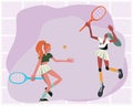Vector tennis, person sports and healthy. Tennis player woman