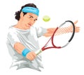 Vector of tennis player hitting backhand shot