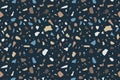 Vector Terrazzo pattern horizontal background. Abstract Italian flooring stone, concrete color elements texture on dark