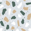 Vector Terrazzo seamless pattern. Abstract italian flooring stone, concrete multicolor small elements texture on grey Royalty Free Stock Photo