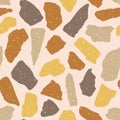 Vector Terrazzo seamless pattern. Abstract Italian flooring stone, concrete pink, brown and yellow texture. Granite