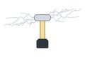 Vector tesla coil isolated illustration in flat. Electrical transformer concept