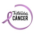 Vector Testicular Cancer Awareness Calligraphy Poster Design. Stroke Violet Ribbon. April is Cancer Awareness Month