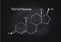 Vector testosterone structure banner illustration. Hormone associated with aggression, sex, growth, reproduction. White chalk