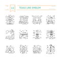 Vector Texas black and white outline icons isolated Royalty Free Stock Photo