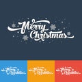 Vector text on colour background. Merry Christmas lettering for invitation