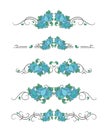 Vector text dividers with blue roses