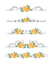Vector text dividers with yellow roses