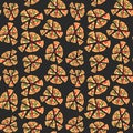 Vector texture of pattern with margherita pizza. Slices in a flat style. Seamless background Royalty Free Stock Photo