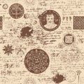 Seamless pattern, manuscript with occult symbols Royalty Free Stock Photo