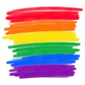 Vector textured rainbow pastel, color pencil, crayon stroke, colorful stripes in color of LGBT community. Artistic hand