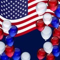 4th July Independence day background with ballons, striped Royalty Free Stock Photo