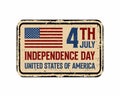 Vector 4th july USA Independence Day vintage rusty metal Poster Royalty Free Stock Photo