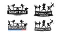 Vector Thai boxing with Muay Thai action on flat big letters