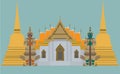 Vector of Thai Temple with giant and pagoda