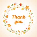 Vector thank you card with flower frame. Royalty Free Stock Photo