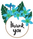 Vector Thank You Card With Tropical Flowers Royalty Free Stock Photo
