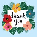 Vector Thank You Card With Tropical Flowers Royalty Free Stock Photo