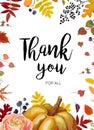 Vector thank you greeting card, postcard design with Autumn seas Royalty Free Stock Photo