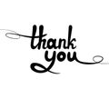 Vector Thank You Lettering, Black Linear Calligraphic Design Element.