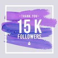 Vector thanks design template for network friends and followers. Thank you 15K followers card. Image for Social Networks. Web user