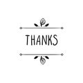 Vector Thanks Illustration, Sign Template, Black Linear Lettering Isolated. Royalty Free Stock Photo