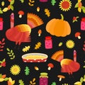 Vector Thanksgiving seamless pattern. Repeating autumn backgroun Royalty Free Stock Photo