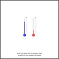 Vector thermometer shows cold and heat in Celsius and Fahrenheit. Meteorological thermometer red and blue colors on white Royalty Free Stock Photo