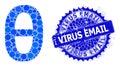 Vector Theta Greek Lowercase Symbol Collage of Dots and Rubber Virus Email Badge