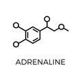 Vector thin line icon of adrenaline molecular structure. Chemical formula Royalty Free Stock Photo