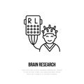Vector thin line icon brain research. Hospital, clinic linear logo. Outline encefalogram symbol, medical equipment