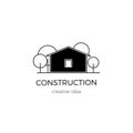 Vector thin line icon, construction logo template illustration. Royalty Free Stock Photo