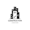Vector thin line icon, construction logo template illustration. Royalty Free Stock Photo
