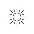 Vector thin line icon illustration of the sun. Bright sunshine sunlight minimal stylized drawing