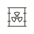 Vector thin line icon outline linear stroke illustration of a barrel drum container of hazard radioactive nuclear liquid