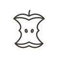 Vector thin line icon outline linear stroke illustration of organic waste, food compost. Eaten apple, finished healthy meal