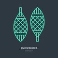 Vector thin line icon of snowshoes. Winter recreation equipment