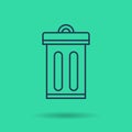 Green linear icon - Eco city - trash can