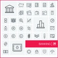 Vector thin line icons set. Banking