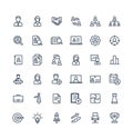 Vector thin line icons set business and management outline symbols. Royalty Free Stock Photo