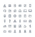 Vector thin line icons set with business and office tools outline symbols