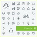 Vector thin line icons set. Ecology Royalty Free Stock Photo