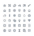 Vector thin line icons set with home, smart house outline symbols Royalty Free Stock Photo