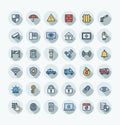 Vector flat color thin line icons set with security, cyber safety outline symbols Royalty Free Stock Photo