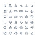Vector thin line icons set with Logistic, delivery business, distribution outline symbols.