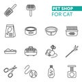 Vector thin line icons set pet shop fot cat Royalty Free Stock Photo