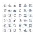 Vector thin line icons set with real estate outline symbols. Royalty Free Stock Photo
