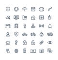 Vector thin line icons set with security, cyber safety outline symbols