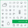 Vector thin line icons set. Weather Royalty Free Stock Photo